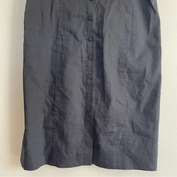 NWT Theory Kayleigh Button Front Mini Dress Navy Blue Sleeveless Linen Blend 0 - Picture 7 of 15